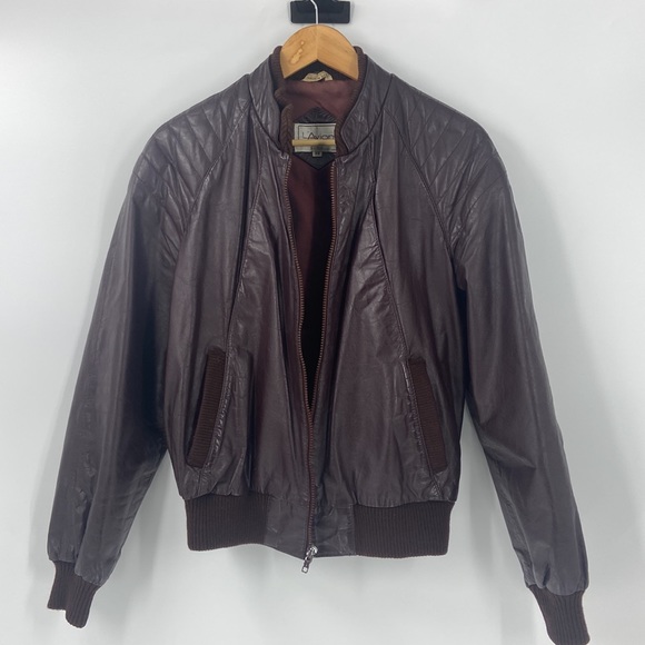 Brown leather zip front bomber jacket size 38 - Picture 16 of 16